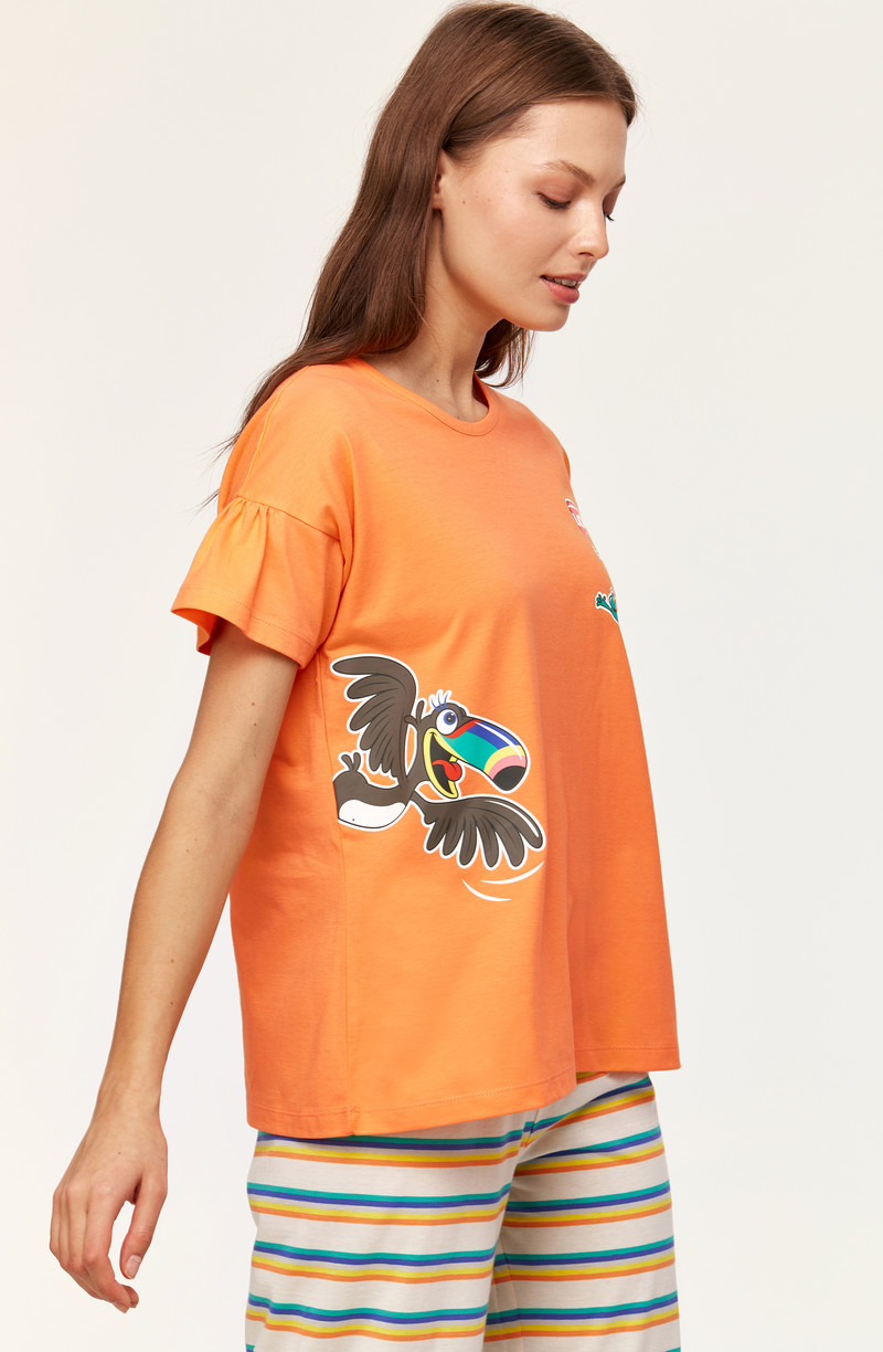 Woody Meisjes-Dames Pyjama, oranje