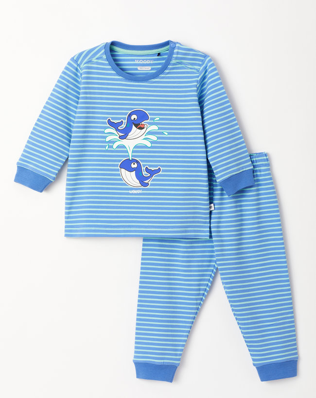 Woody Unisex Pyjama, blauw gestreept