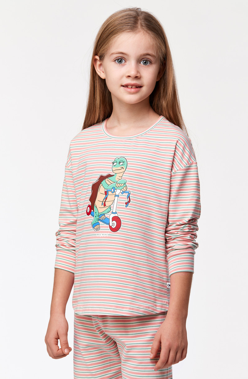 voldoende antiek volgorde Meisjes-Dames Pyjama, multicolor gestreept - Filati webshop Woody
