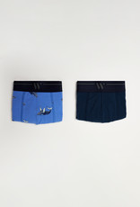 Woody Jongens-Heren Boxer, duopack donkerblauw uni + walvis print