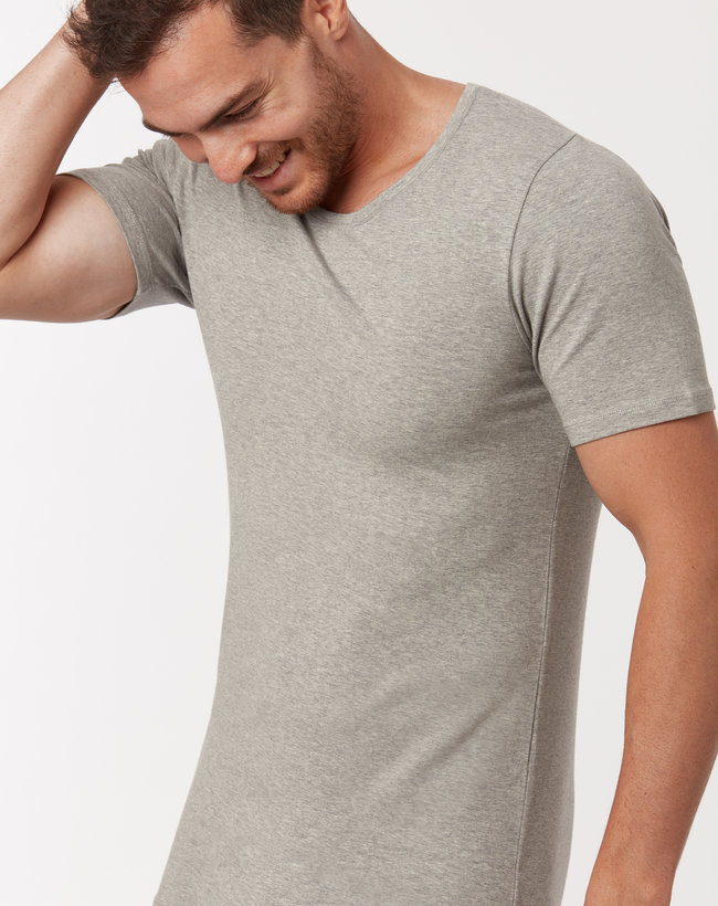 Woody T-shirt round neck, grijs melange