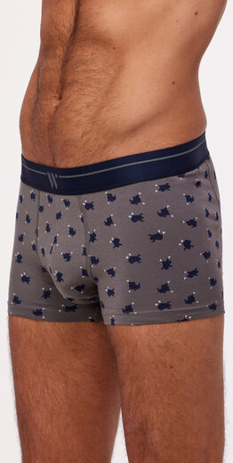 Woody Jongens-Heren Boxer, duopack donkerblauw uni + kalkoen print