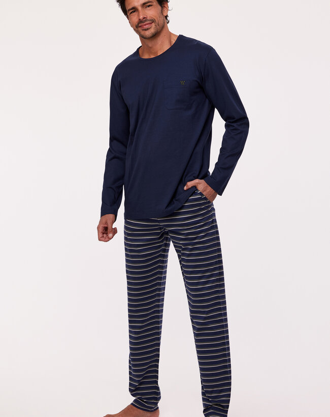 Woody Heren Pyjama, donkerblauw