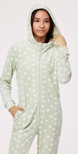 Woody Meisjes-Dames Onesie, bolletjes print muntgroen