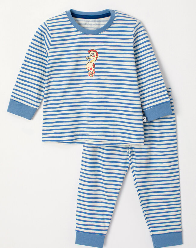 Woody Jongens-Heren Pyjama, blauw-witte streep