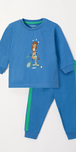 Woody Jongens-Heren Pyjama, blauw