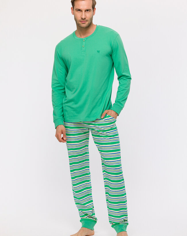 Woody Jongens-Heren Pyjama, groen