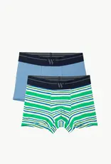 Woody Jongens-Heren Boxer, groen-blauwe streep + blauw