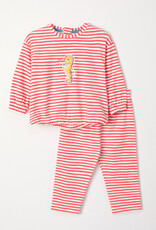 Woody Meisjes-Dames Pyjama, koraal-witte streep