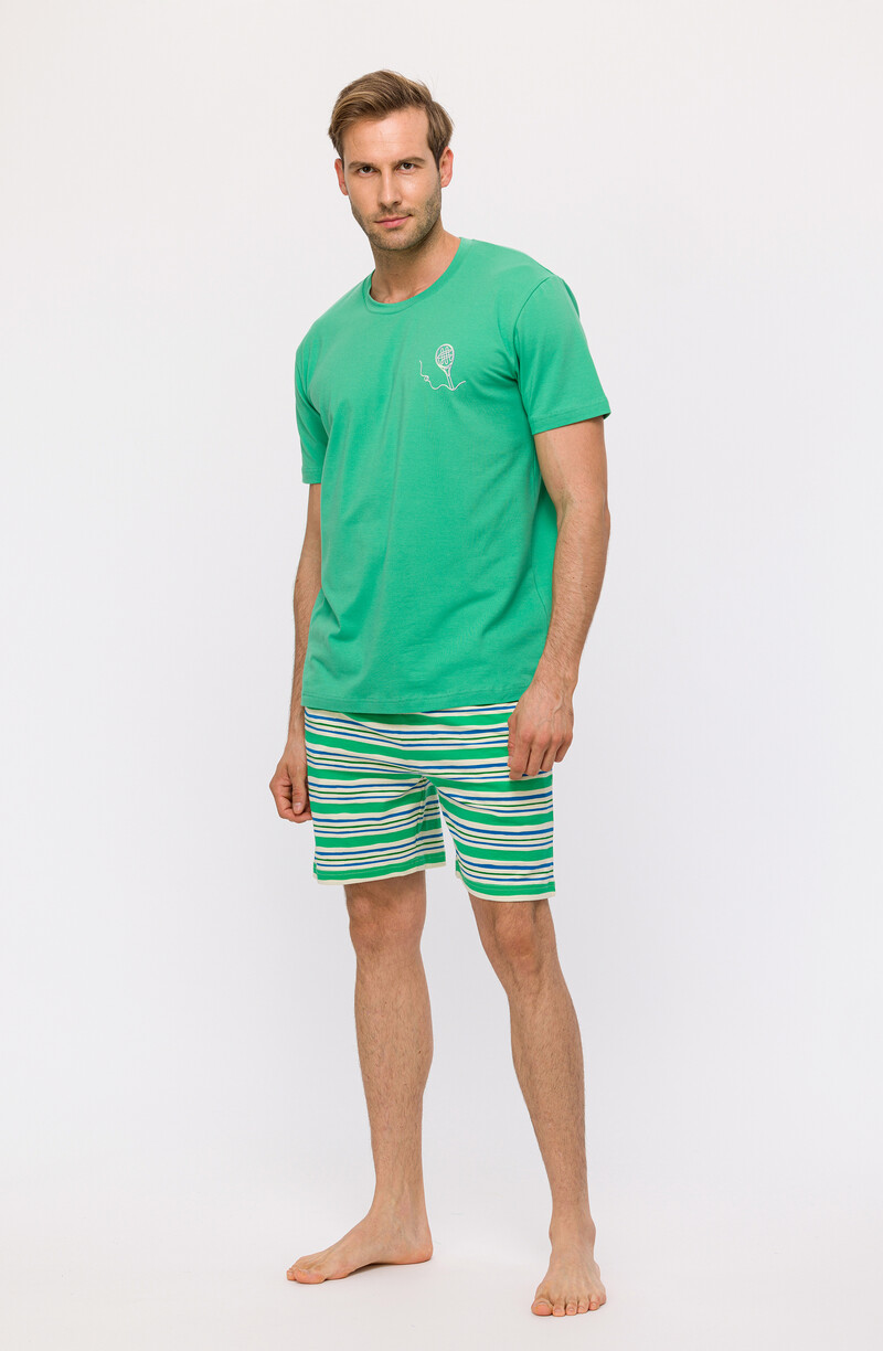 Woody Jongens-Heren Pyjama, groen