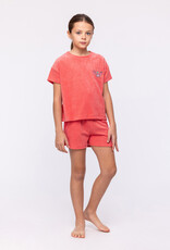 Woody Meisjes-Dames Set van T-shirt en Short, koraalrood