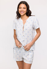 Woody Meisjes-Dames Pyjama, blauwe zeesterren print
