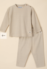 Woody Unisex Pyjama, blauw-crème streep