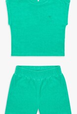 Woody Meisjes-Dames Set van T-shirt en Short, groen