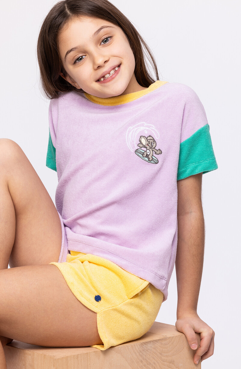 Woody Meisjes-Dames Set van T-shirt en Short, mauve