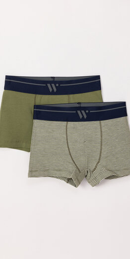 Woody Jongens-Heren Boxer, set kakigroen + streep