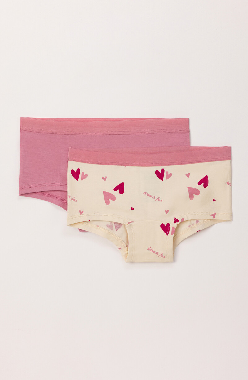 Woody Hipster, set roze + hartjes print