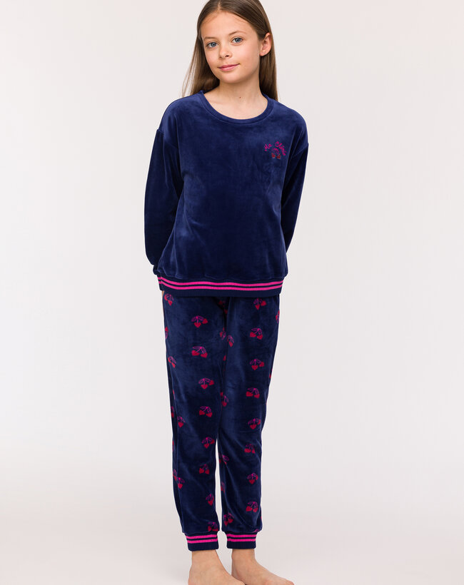 Woody Meisjes-Dames Pyjama, donkerblauw