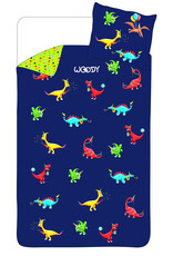 Woody single person duvet and pillowcase - 140x220cm, dino