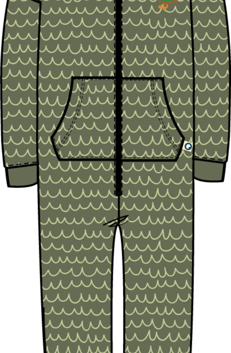 Woody Unisex Onesie, groene golfjes