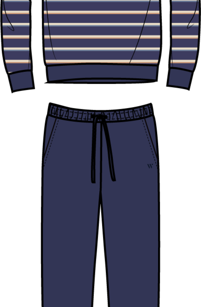Woody Jongens-Heren Pyjama, blauwe streep
