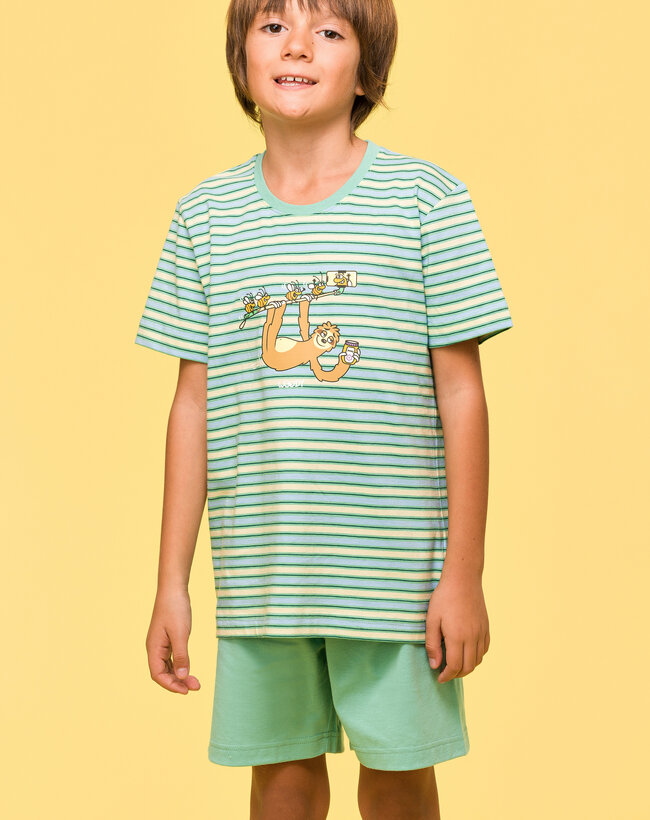 Woody Jongens-Heren Pyjama, multicolor streep