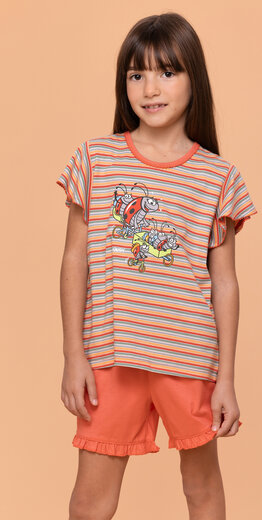 Woody Meisjes-Dames Pyjama, multicolor streep