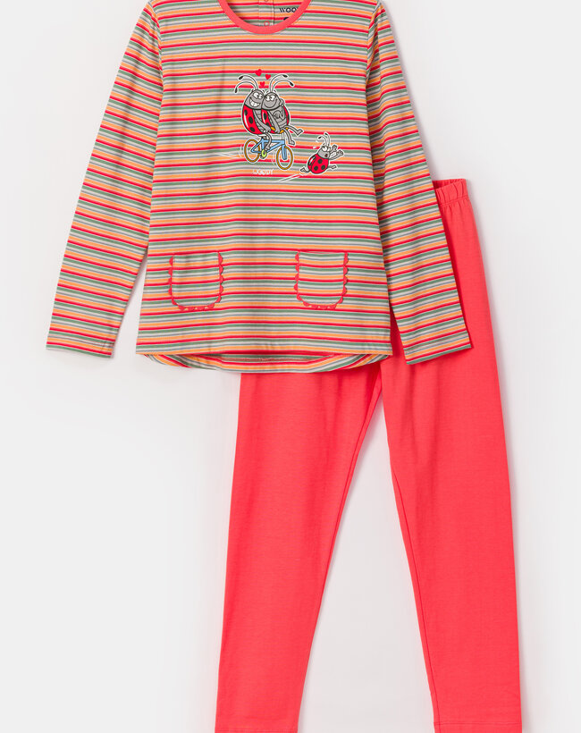 Woody Meisjes-Dames Pyjama, multicolor streep