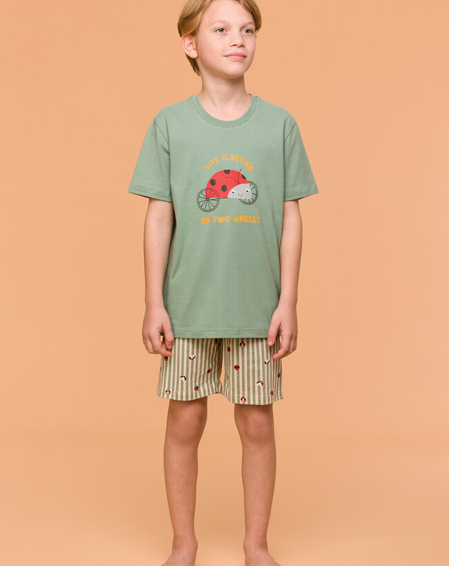 Woody Jongens-Heren Pyjama, groen