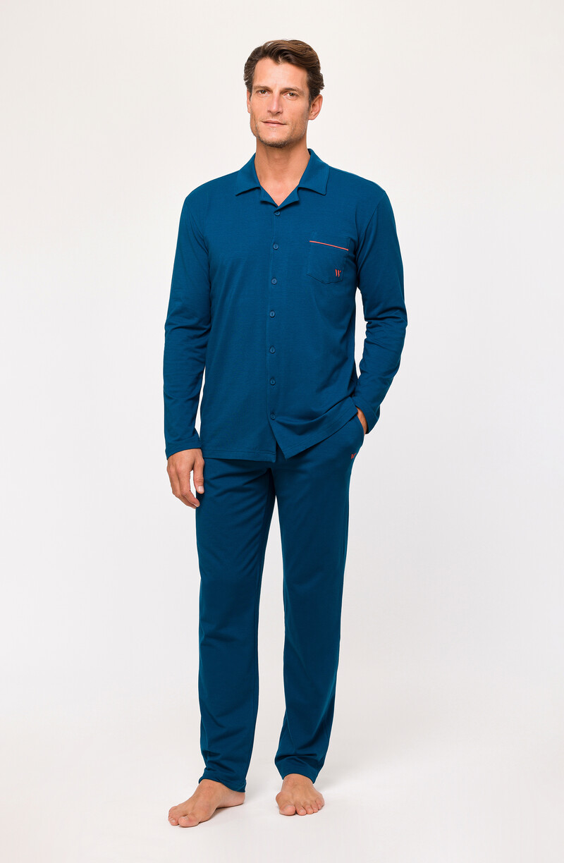 Woody Heren Pyjama, donkerblauw