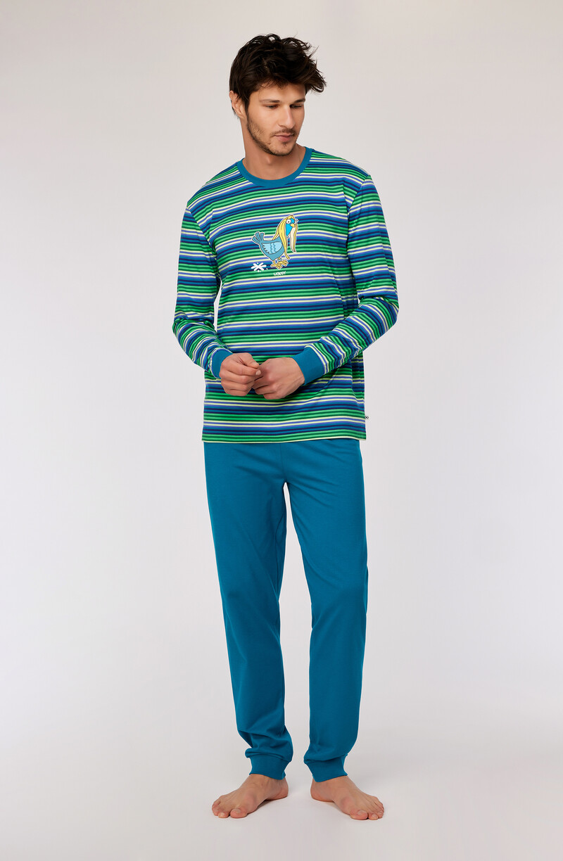 Woody Jongens-Heren Pyjama, multicolor streep