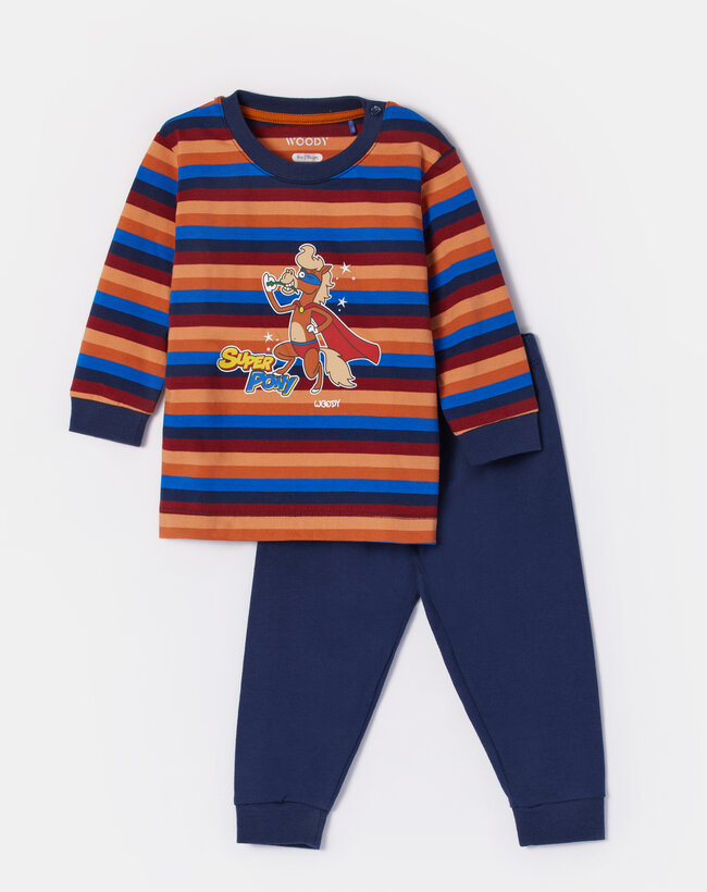Woody Jongens-Heren Pyjama, multicolor streep