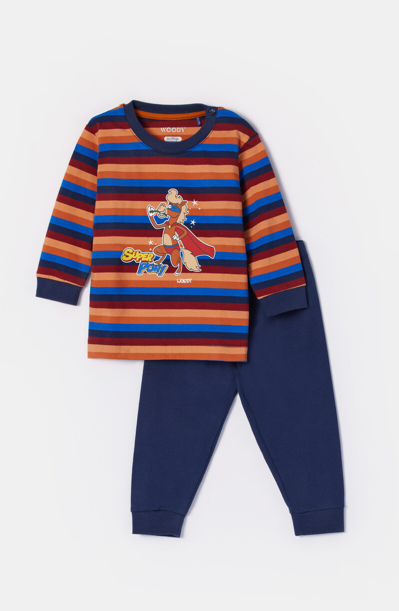 Woody Jongens-Heren Pyjama, multicolor streep