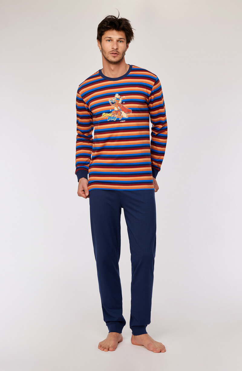 Woody Jongens-Heren Pyjama, multicolor streep