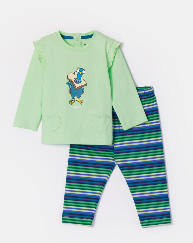 Woody Meisjes-Dames Pyjama, groen