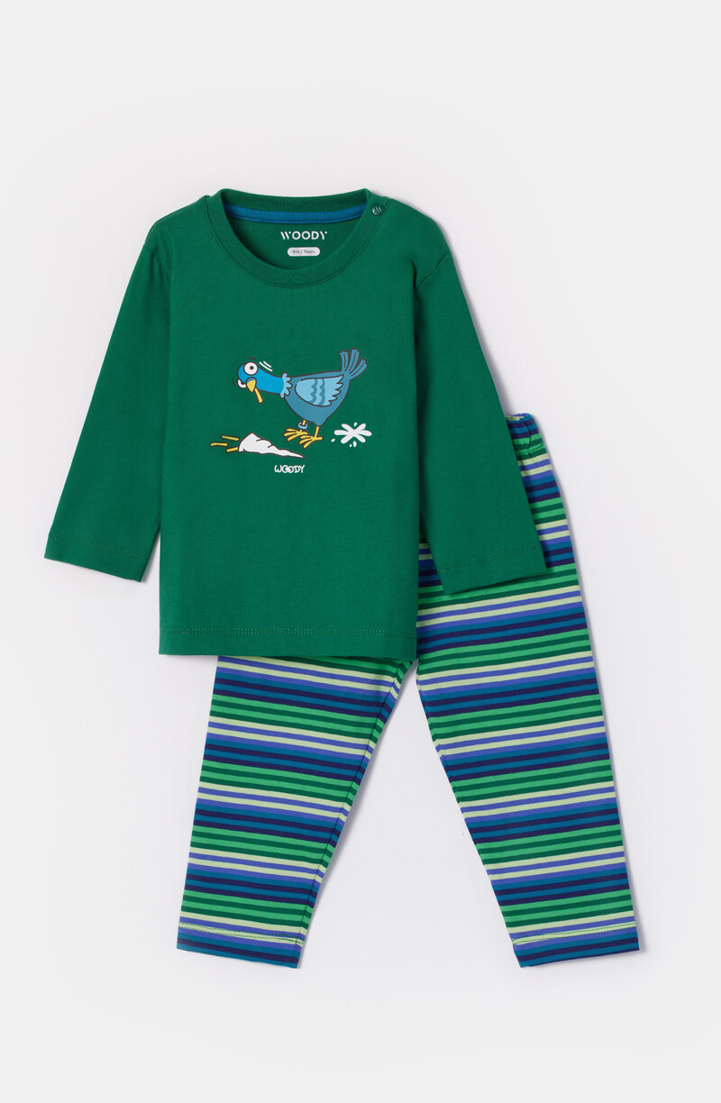 Woody Jongens-Heren Pyjama, donkergroen