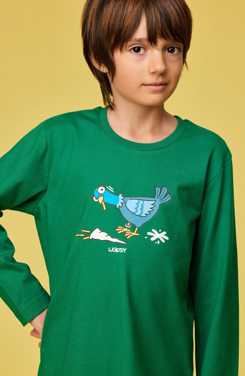 Woody Jongens-Heren Pyjama, donkergroen