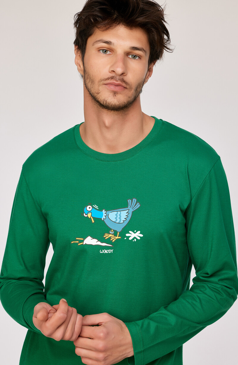 Woody Jongens-Heren Pyjama, donkergroen