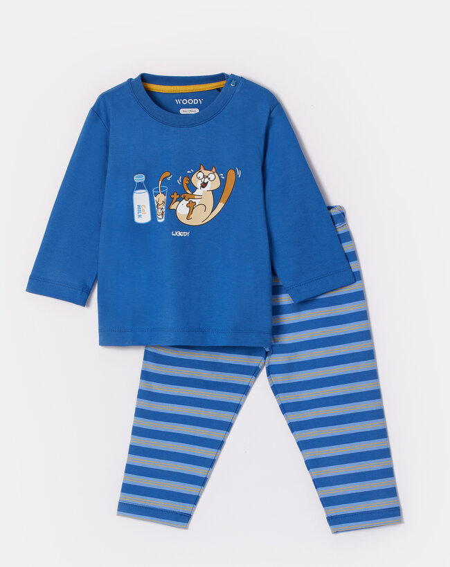 Woody Jongens-Heren Pyjama, donkerblauw