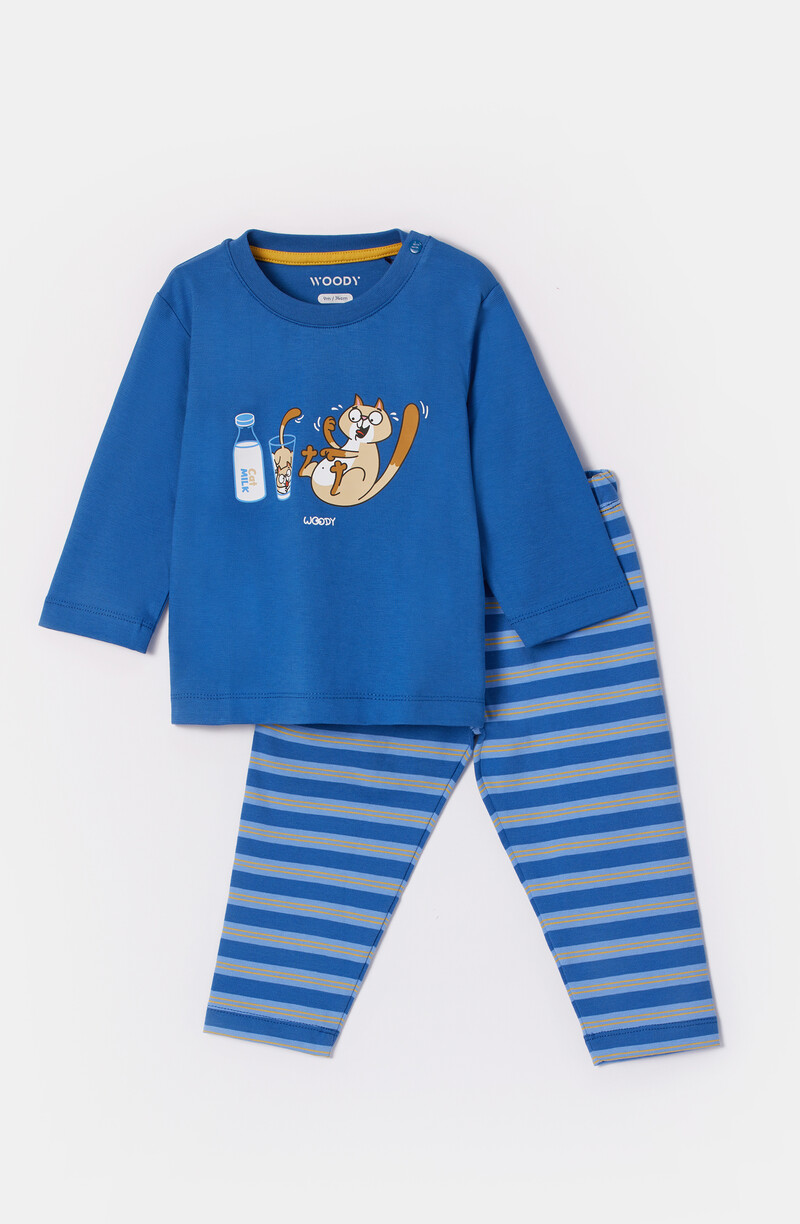 Woody Jongens-Heren Pyjama, donkerblauw
