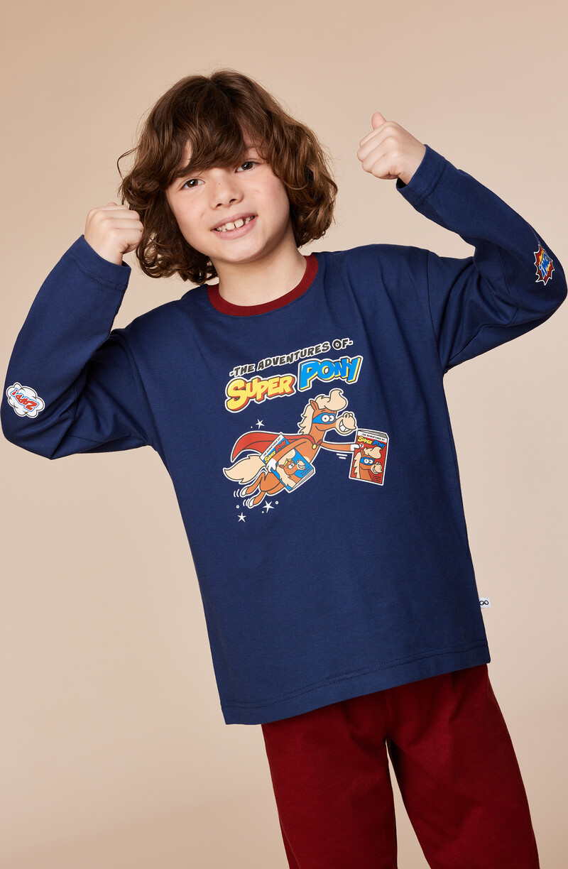 Woody Jongens-Heren Pyjama, donkerblauw