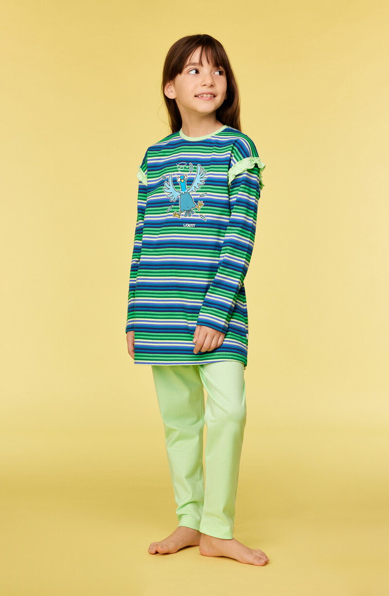 Woody Meisjes-Dames Pyjama, multicolor streep
