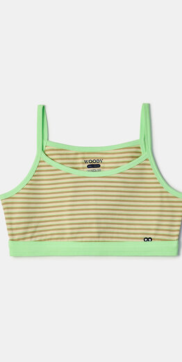 Woody Topje, groen-beige streep