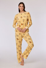 Woody Meisjes-Dames Pyjama, gele kattenprint