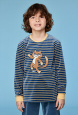 Woody Jongens-Heren Pyjama, antraciet-gele streep