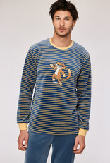 Woody Jongens-Heren Pyjama, antraciet-gele streep