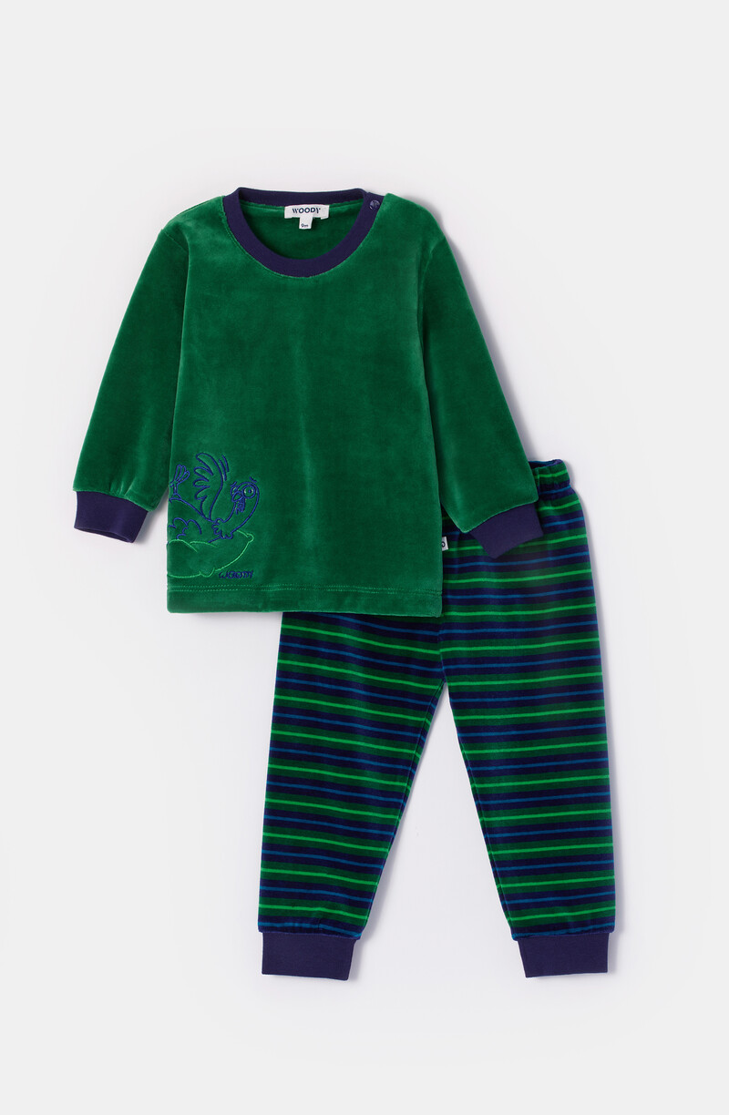 Woody Jongens-Heren Pyjama, donkergroen