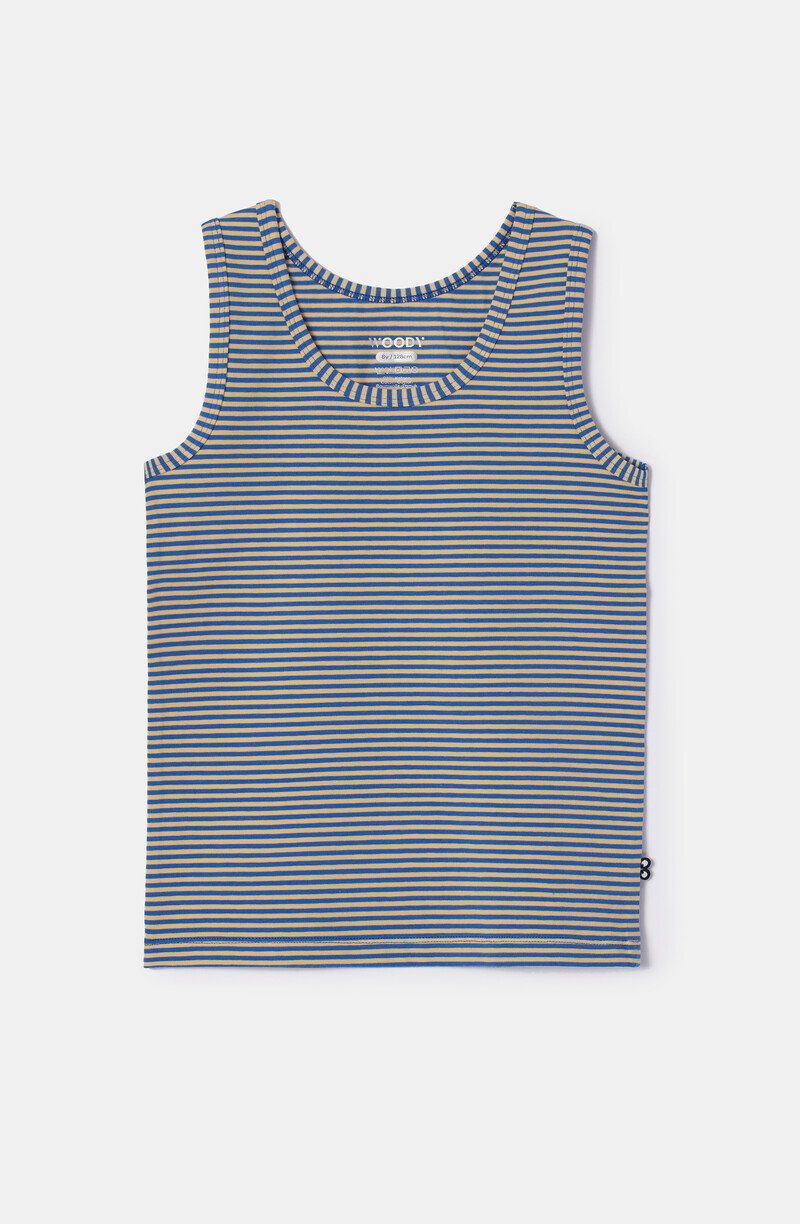 Woody Jongens Singlet, blauw-gele streep