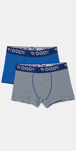 Woody Jongens boxer, set blauw + streep