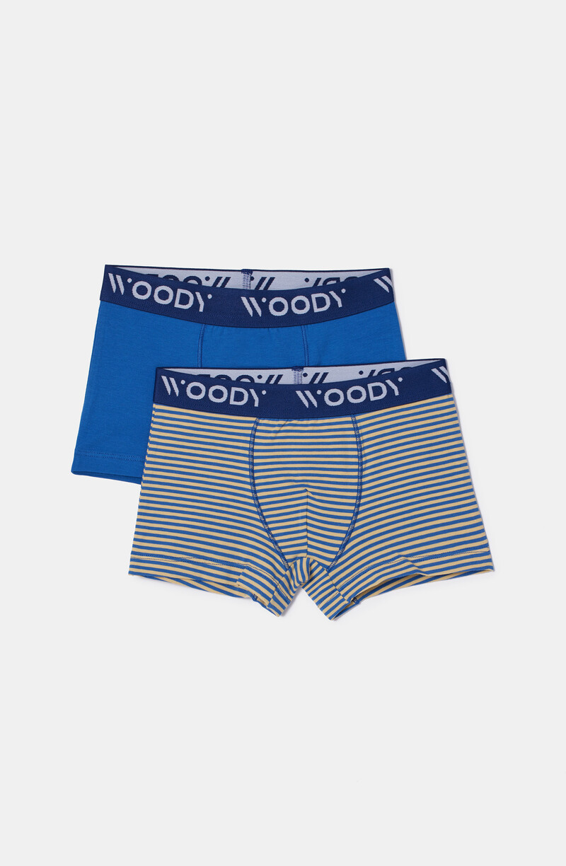 Woody Jongens boxer, set blauw + streep